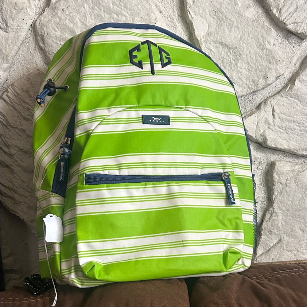 NWOT Scout Lime and White Striped Backpack
